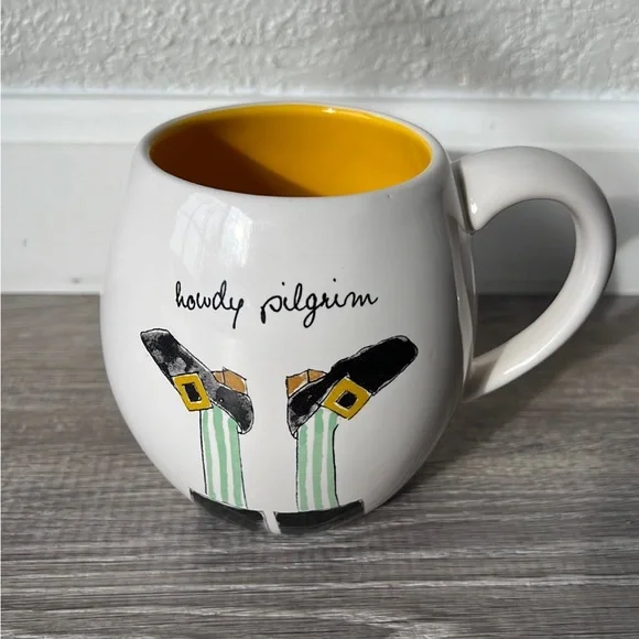 Rae Dunn Howdy Pilgrim Ceramic Mug 2018 Thanksgiving Mug - Picture 1 of 6